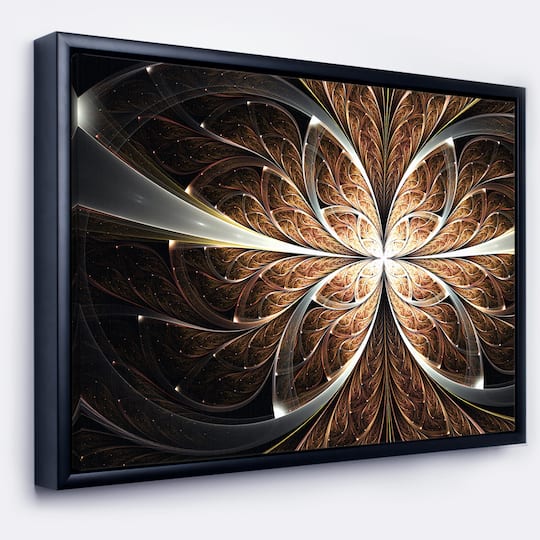 Designart - Fractal Flower Brown Black Digital Art